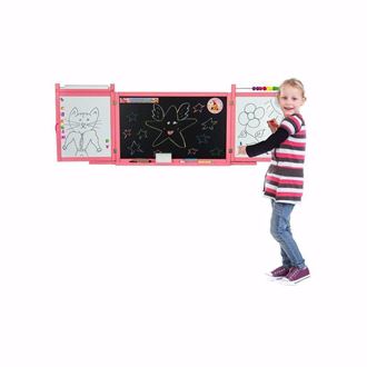 Obrázek z Dětská školní magnetická tabule na zeď 4v1 - Růžová