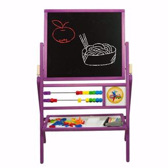 Obrázek z Dětská otočná magnetická tabule 3v1 fialová - výška 89 cm