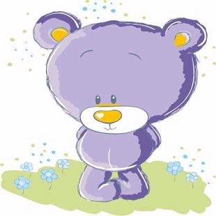 Obrázek Medvídek fialový samolepka na zeď
