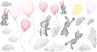 Obrázek z Samolepka na zeď Malí králíčci a balónky Růžová