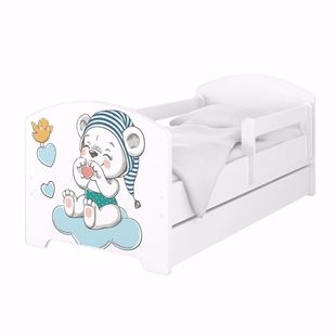 Obrázek Dětská postel Oskar Medvídek v čepičce 140x70 cm - Bílá
