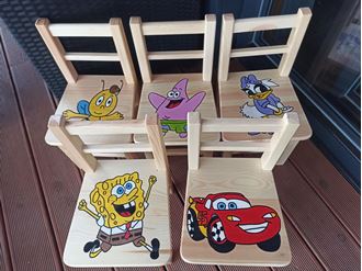 Obrázek z Dětská dřevěná židlička 1ks malovaná