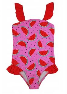 Obrázek Dívčí jednodílné plavky s volánky - , Meloun, růžové