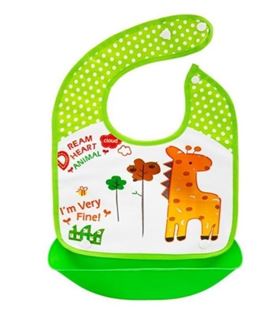 Obrázek Silikonový bryndáček s kapsičkou Žirafa, zelený,