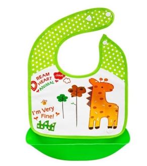 Obrázek z Silikonový bryndáček s kapsičkou Žirafa, zelený,