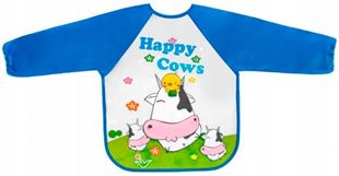Obrázek Zástěrka, bryndák nepromakavý s dlouhým rukávem, Happy Cows, modrá