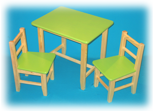 Obrázek Dětský dřevěný stůl + 1 židlička - Zelená