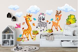 Obrázek Samolepka na zeď Žirafka, zebra, srnka